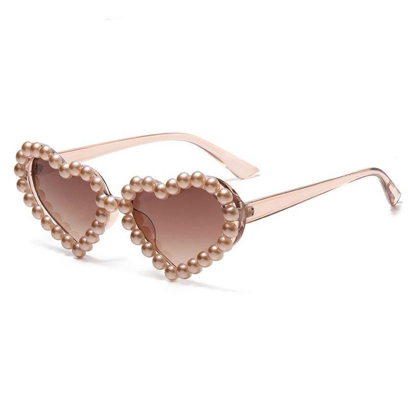 Pearl Sunglasses Women Heart Shaped Luxury Diamond Candy Color Punk Sun Glasses Ladies Lunette De Soleil Femme Eyewear gafas